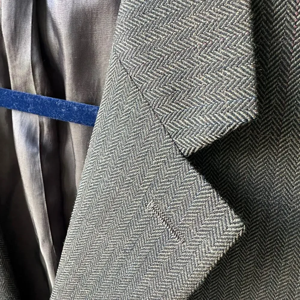 Ralph Lauren 100% Wool Sports Coat Elbow Patches‎ Brown Black Herringbone 42L